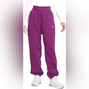 Nike Phoenix Fleece Women's Small High Waisted Oversized Sweatpants Hot Fuchsia